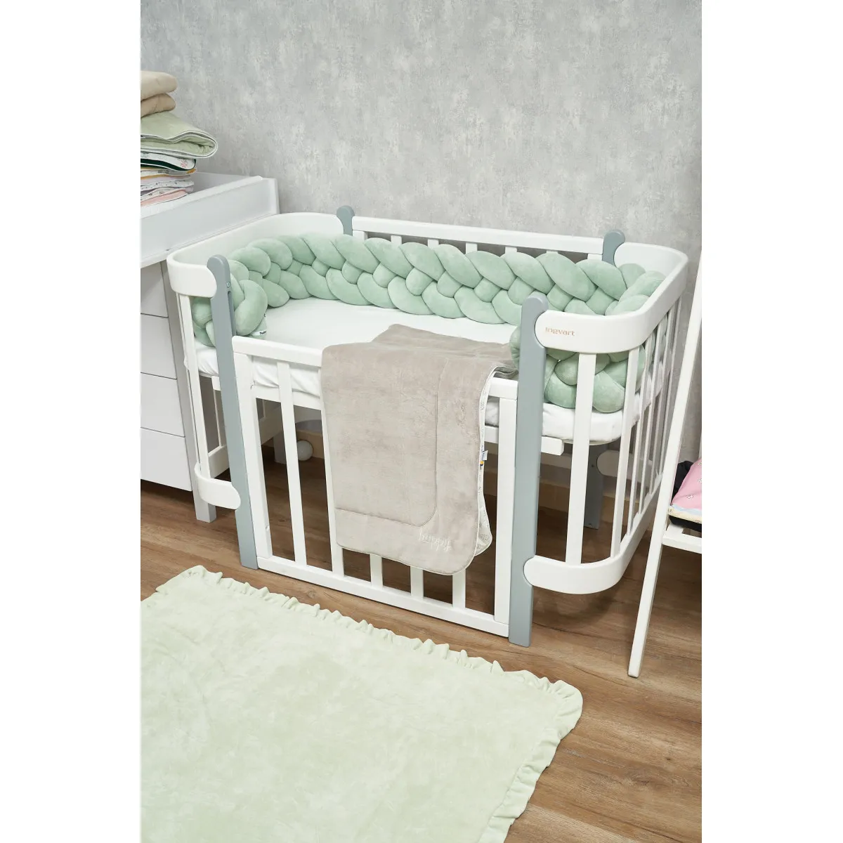 Бампер - косичка Twins 4-х прядна 240 см 2020-K4-240-14, mint